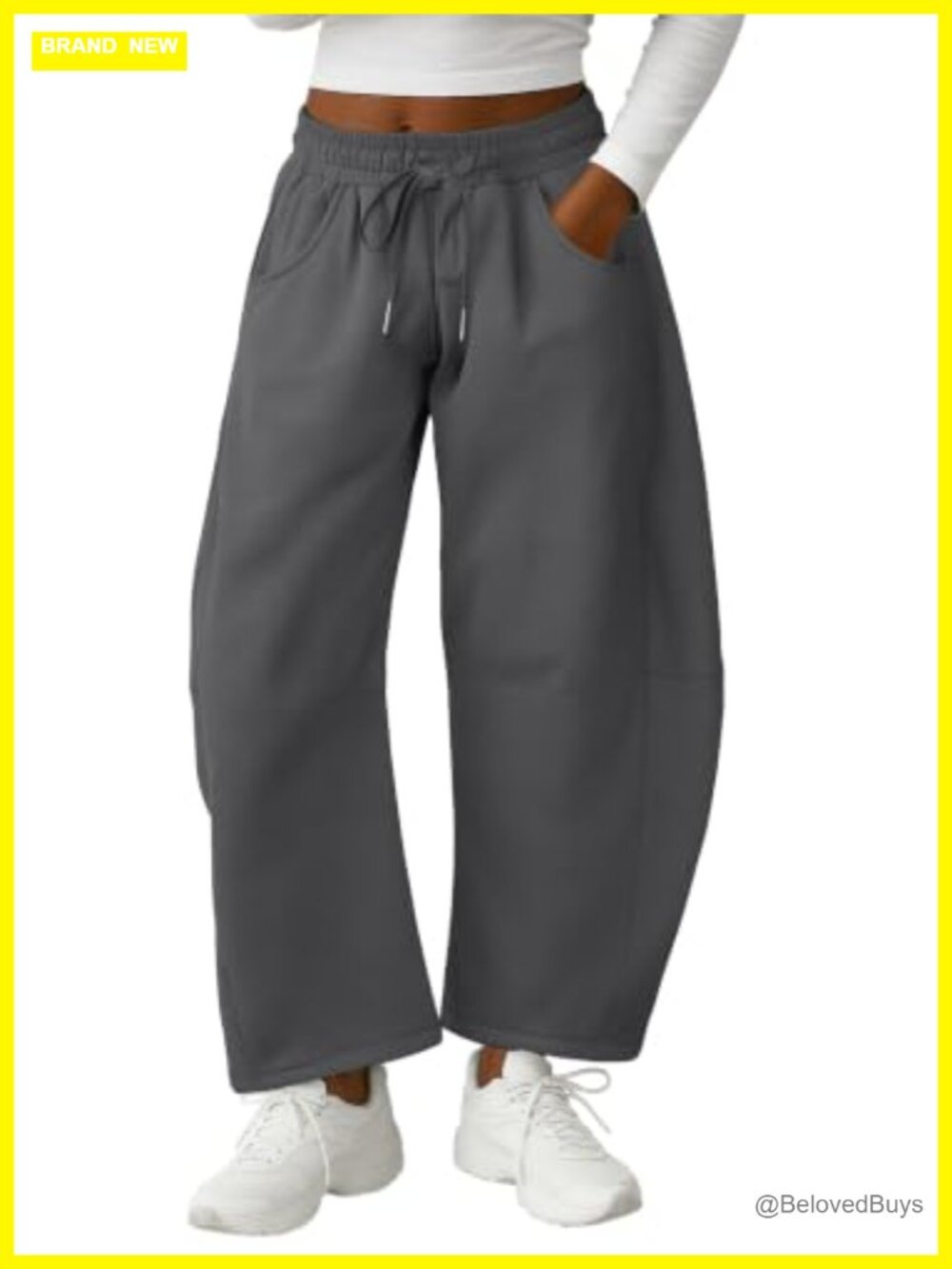 Women's Barrel Leg Sweatpants Baggy Wide Leg Pull On Gym Lounge Pants with